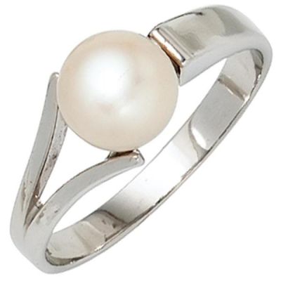 Damen Ring 925 Sterling Silber rhodiniert 1 Perle | 40446 / EAN:4053258238851