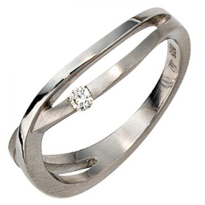 Damen Ring 950 Platin matt 1 Diamant Brillant 0,05ct. Größe 50 Platinring | 30423-50 / EAN:4053258043912