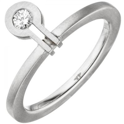 Damen Ring 950 Platin matt 1 Diamant Brillant 0,07ct. | 53631 / EAN:4053258521205