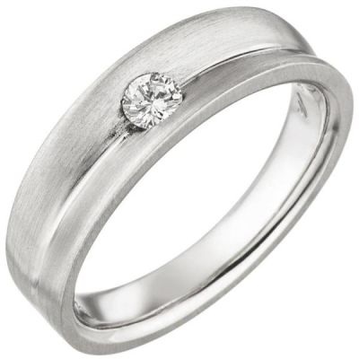 Damen Ring 950 Platin, matt 1 Diamant Brillant 0,13ct. Platinring | 50740 / EAN:4053258351215