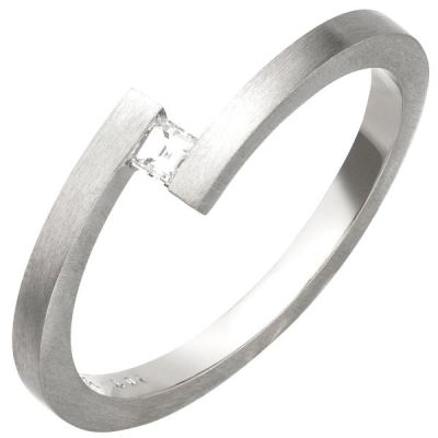 Damen Ring 950 Platin matt 1 Diamant im Caree-Schliff | 54378 / EAN:4053258547878