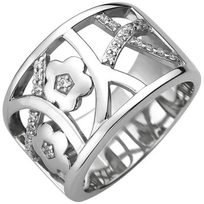 Damen Ring breit 925 Sterling Silber 25 Zirkonia | 52709 / EAN:4053258503591