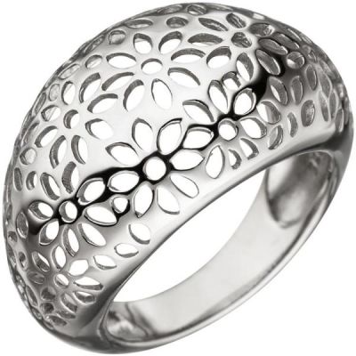Damen Ring breit mit Blumen Muster aus 925 Sterling Silber | 46372 / EAN:4053258316276