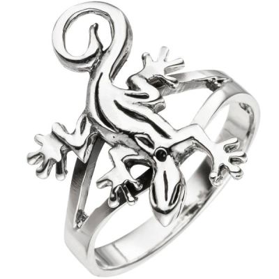 Damen Ring Gecko Echse Eidechse 925 Sterling Silber Silberring | 48183