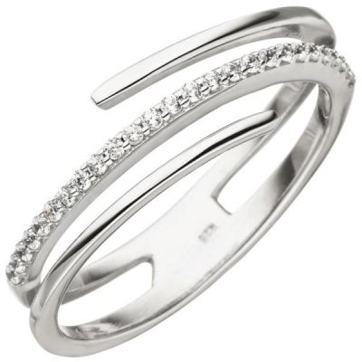 Damen Ring mehrreihig 925 Sterling Silber mit 26 Zirkonia Silberring | 50313 / EAN:4053258352236