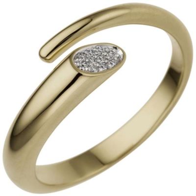 Damen Ring offen 585 Gold Gelbgold 10 Diamanten | 53422 / EAN:4053258516980
