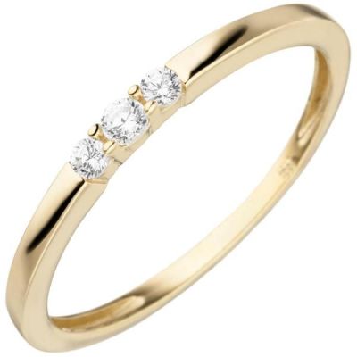 Damen Ring schmal 333 Gelbgold 3 Zirkonia Goldring | 53331 / EAN:4053258523568