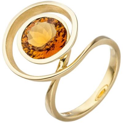 Damen Ring verschlungen 585 Gold Gelbgold 1 Citrin orange | 49178 / EAN:4053258344590