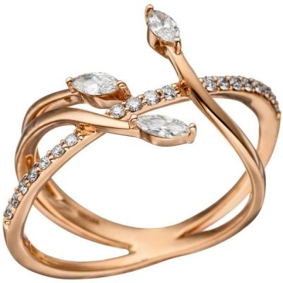 Damen Ring verschlungen 585 Gold Rotgold 22 Diamanten | 46765 / EAN:4053258317617