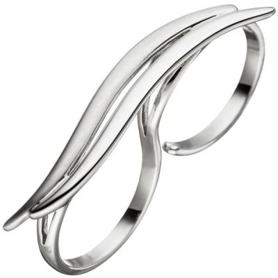 Damen Ring Zweifingerring 925 Sterling Silber matt mattiert 2 Finger | 46408 / EAN:4053258316795