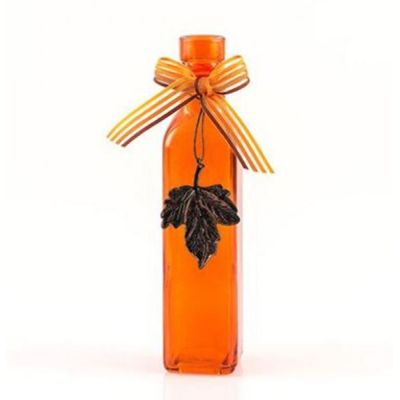 Deko Flasche mit Anhänger aus Glas in Orange, 21 cm hoch | 1556 / EAN:4019581410593
