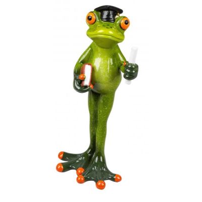 Deko-Frosch mit Absolventenhut und Auszeichnung Tierfigur 17cm | 11686119 / EAN:4260715641387