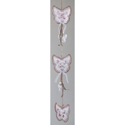 Deko-Girlande Schmetterling in Creme mit rosa Rand, 70 cm | 11523054 / EAN:4260452191763