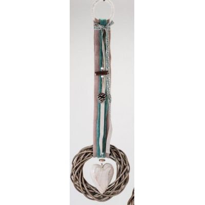 Deko-Hänger Kranz aus Rattan mit eingehängtem Herz, 75 cm | 11496555 / EAN:4260388246476