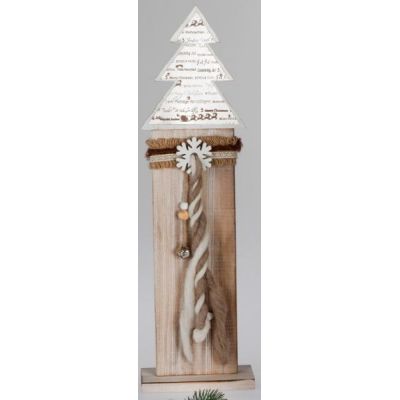 Deko-Ständer aus Holz mit Tannenbaum in Weiß und Braun, 54 cm | 11546961 / EAN:4260491143716