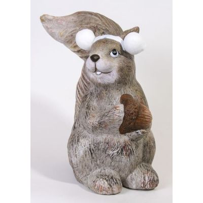 Dekofigur Eichhörnchen aus Keramik nach rechts schauend, 25 cm | 122568 / EAN:4260452193521