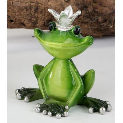 Dekofigur Froschkönig in frischem Grün mit Krone aus Steingut, 9 cm | 11555610 / EAN:4025809772398