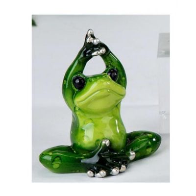 Dekofigur lustiger Yoga Frosch mit erhobenen Händen, 8 cm | 11601625 / EAN:4260578016131