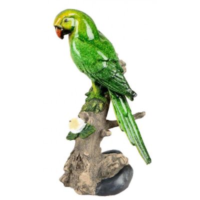 Dekofigur Papagai auf einem Baumstamm grün 12x22 cm | 11621433 / EAN:4260632132647