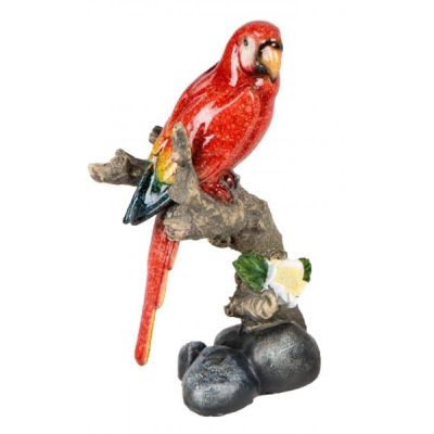 Dekofigur Papagai auf einem Baumstamm rot 12x22 cm | 11621432 / EAN:4260632132630