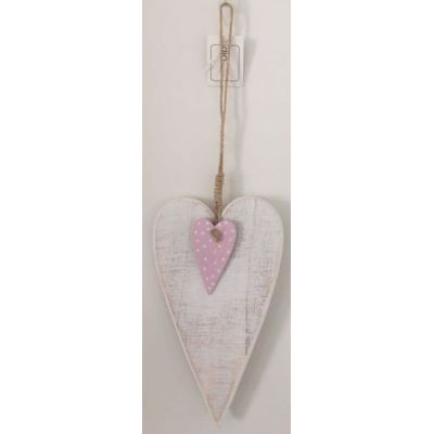 DIO Hängedeko Herz aus Sperrholz, weiß/rosa, 10,5x18cm | 11567876 / EAN:4260522164024