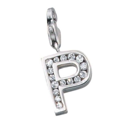 Einhänger Charm Buchstabe P 925 Sterling Silber mit Zirkonia | 35997 / EAN:4053258084052