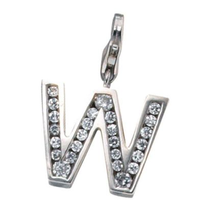 Einhänger Charm Buchstabe W 925 Sterling Silber mit Zirkonia | 36004 / EAN:4053258084120