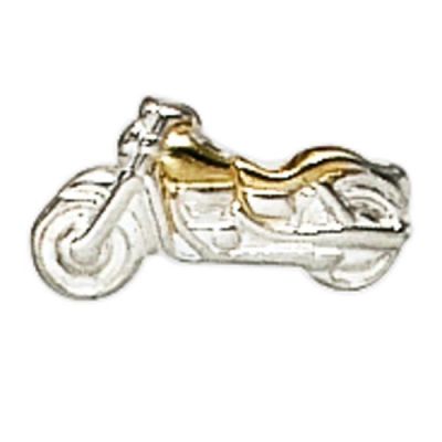 Einzel-Ohrstecker Motorrad 925 Sterling Silber bicolor vergoldet | 40233 / EAN:4053258212356