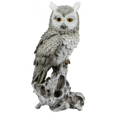 Herbstdeko von 32 Groß dekojohnson Eule Grau m Owl Eulen-Figur Weiß
