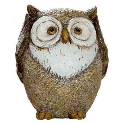 Eule Owl Herbsteule Schneeeule Landhaus Wintereule braun beige 12 cm | 11645117 / EAN:4260632136898