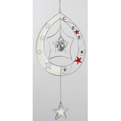 formano Hängedeko Tropfen mit Sternen in Silber Weiß, 40 cm | 11539892 / EAN:4260491140128