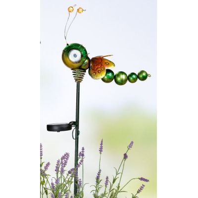 GILDE bunte Solar-Libelle aus Metall mit Gartenstab, 80,2 cm | 11530340 / EAN:4260452197840
