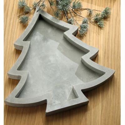 GILDE Deko-Schale in Tannenbaumform aus Zement, 30 x 30 x 3 cm | 11542559 / EAN:4260491142511