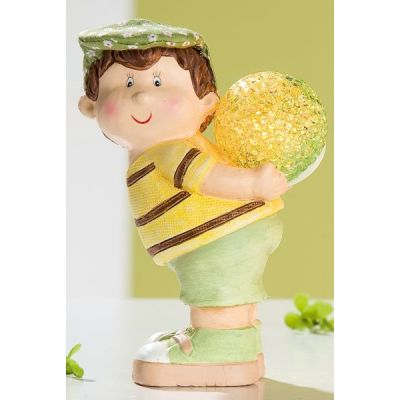 GILDE Dekofigur aus Keramik Junge mit LED Kugel, stehend, 15 cm | 11555792 / EAN:4260522161078