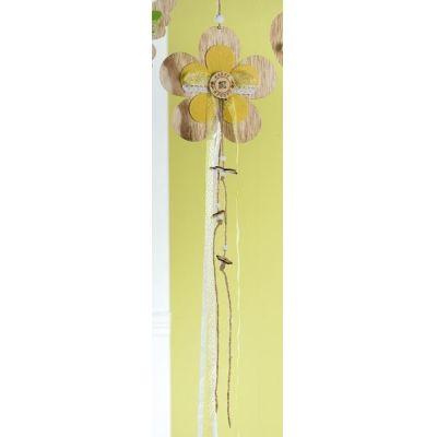 GILDE Girlande Blume aus Holz in Gelb, 19 x 80 cm | 11555954 / EAN:4260522162006