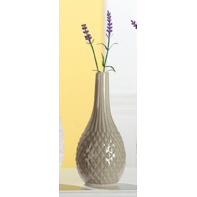 GILDE trendig Keramik Vase grau glasiert, 8,5 x 20 cm | 11530446 / EAN:4260452197963