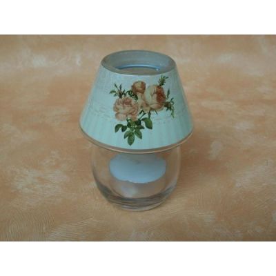 Glaslampe für Teelichter mit Rosen Dekor, 9 cm | 505 / EAN:4019581908281