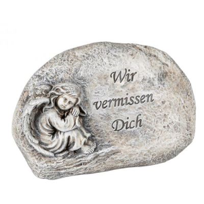 Grabschmuck mit Engel und Aufschrift Wir vermissen Dich antik grau 16 cm | 11687157 / EAN:4260715641653