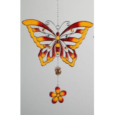 Hängedekoration Schmetterling aus Tiffany-Glas in orange | 121389 / EAN:4025809680433