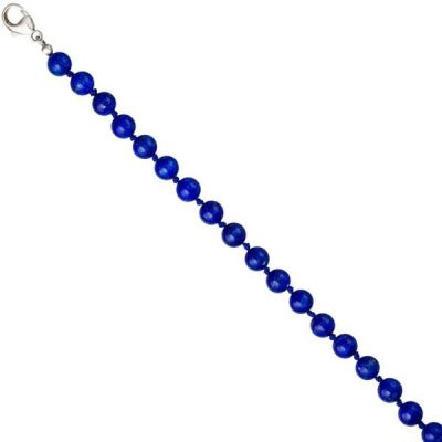 Halskette Edelsteinkette Lapislazuli blau 45 cm Kette Verschluss 925 Silber | 45252 / EAN:4053258296387
