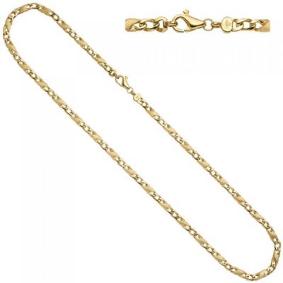 Halskette Kette 585 Gold Gelbgold teil matt 50 cm Goldkette Karabiner | 50522 / EAN:4053258351499
