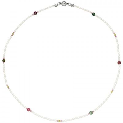 Halskette Kette mit Perlen Peridot Turmalin 45 cm | 52989 / EAN:4053258515303