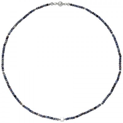 Halskette Kette mit Safir-Rondell und Hämatin 43 cm | 52988 / EAN:4053258515280