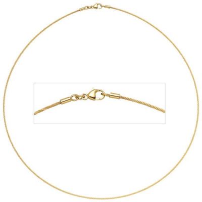 Halsreif 750 Gelbgold 1,1 mm 50 cm Halskette Kette Karabiner | 32268 / EAN:4053258064047