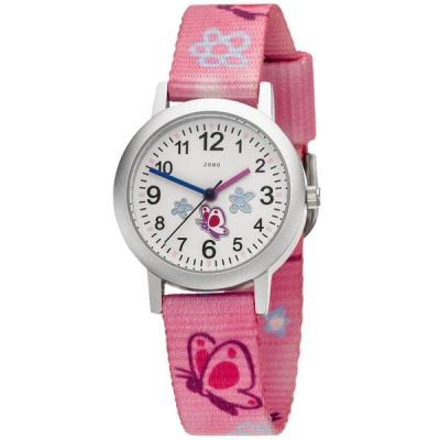 JOBO Kinder Armbanduhr Schmetterling pink rosa Quarz Analog Aluminium | 50921 / EAN:4053258365946