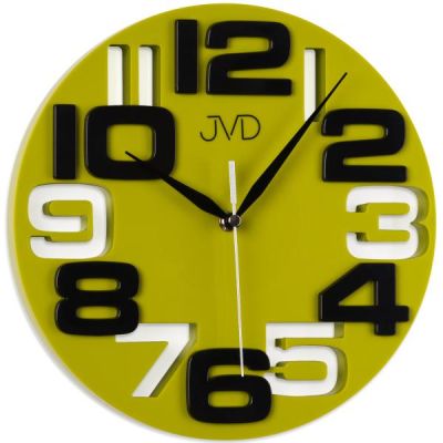 JVD H107.3 Wanduhr Quarz analog grün gelbgrün rund modern | 48996 / EAN:8592818031014