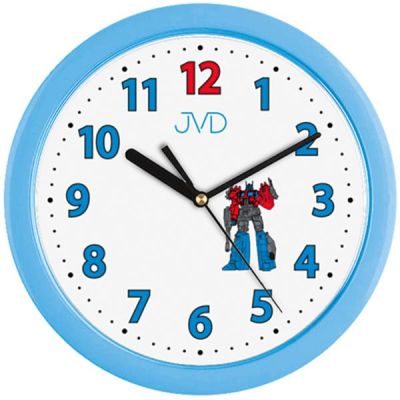 JVD H12.6 Wanduhr für Kinder Roboter blau hellblau für Jungs | 47930 / EAN:8592818054457