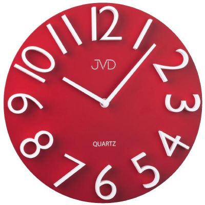 JVD HB22.3 Wanduhr Quarz analog rot rund modern | 49908 / EAN:8592818072000