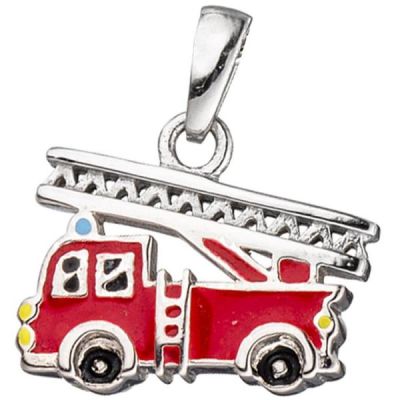 Kinder Anhänger Feuerwehrauto rot 925 Silber Feuerwehr Kinderanhänger | 45001 / EAN:4053258293201