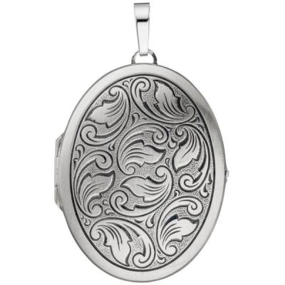 Medaillon oval 925 Sterling Silber mattiert geschwärzt zum ?ffnen | 38241 / EAN:4053258093443